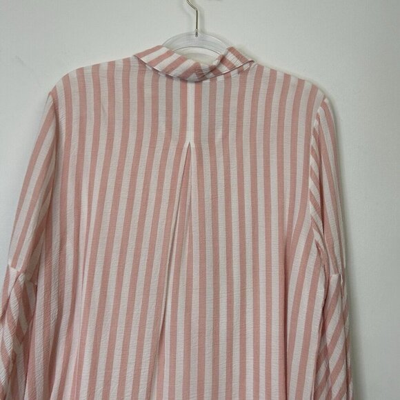 Chicos Gauze Button Up Top Women’s Size 2 US Large Pink Stripe Beachy - Picture 9 of 9